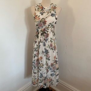 ASOS Cream Floral Print Tulle Midi Dress